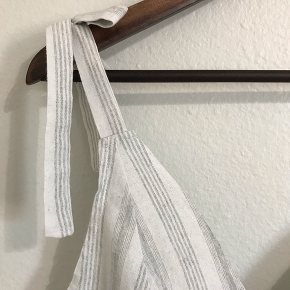 Shein Crop Spaghetti Tie Straps Light Gray with Grey Stripes Tank Top Size L - Picture 7 of 17